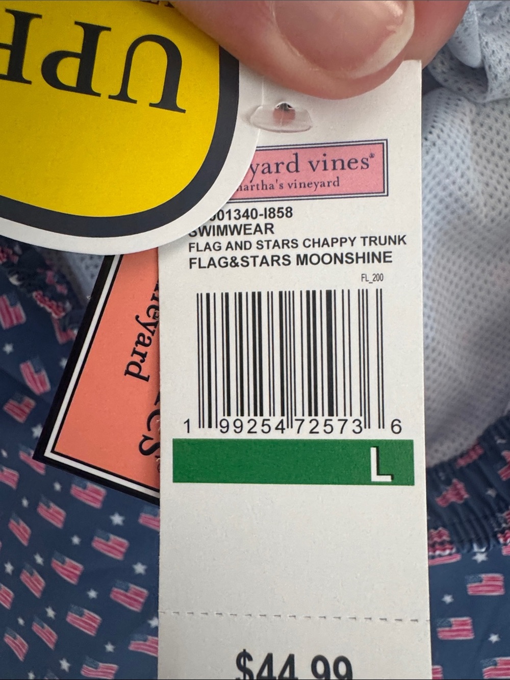NWT Boys Vineyard Vines Navy Swim Trunks with Red and White Flag Print - Picture 3 of 6